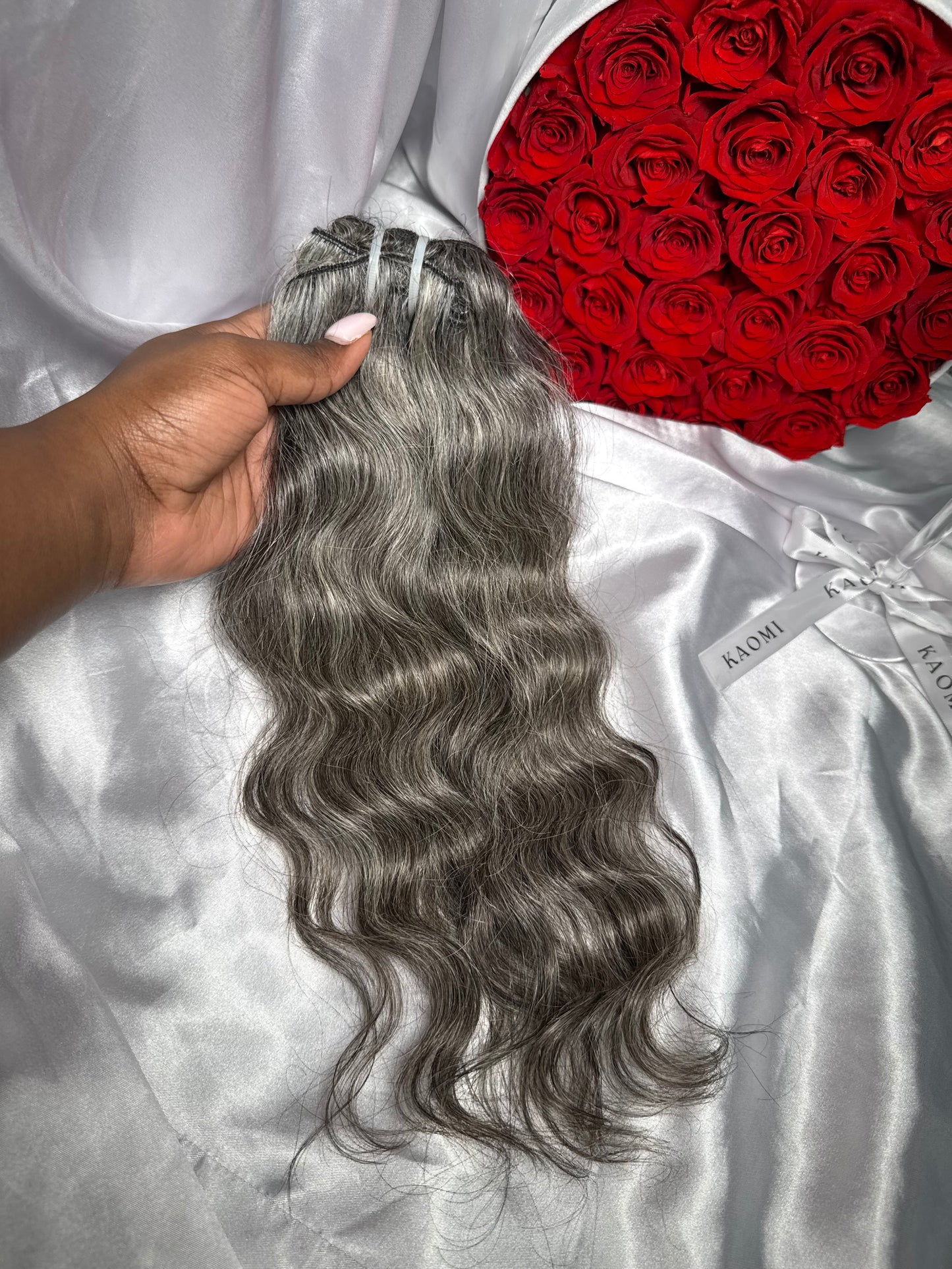 Gray Luxe Bloom (Raw Indian Wavy/Curly)