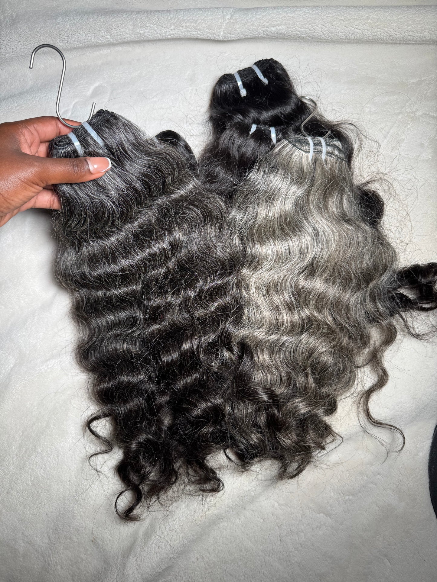 Gray Luxe Bloom (Raw Indian Wavy/Curly)
