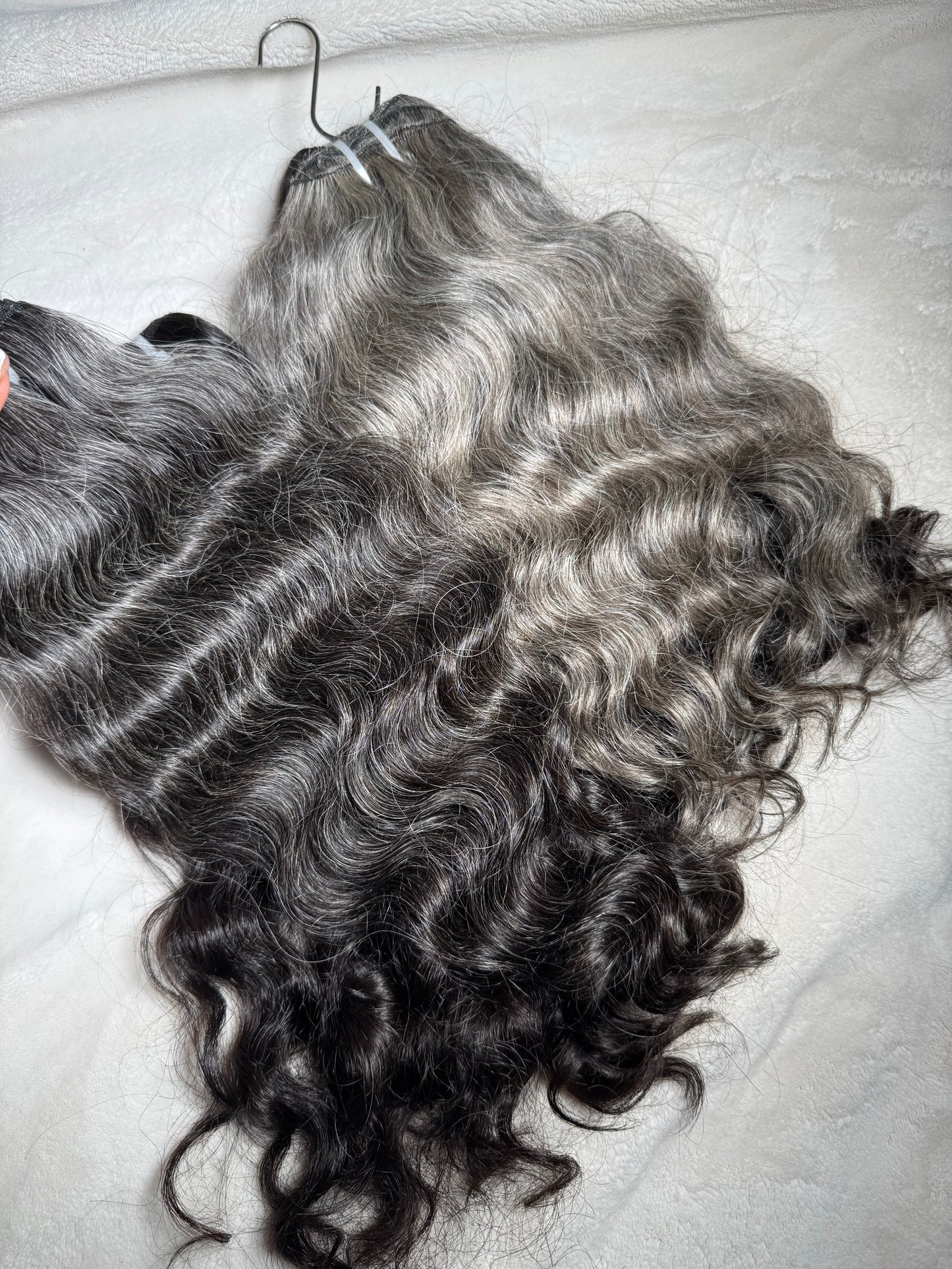 Gray Luxe Bloom (Raw Indian Wavy/Curly)